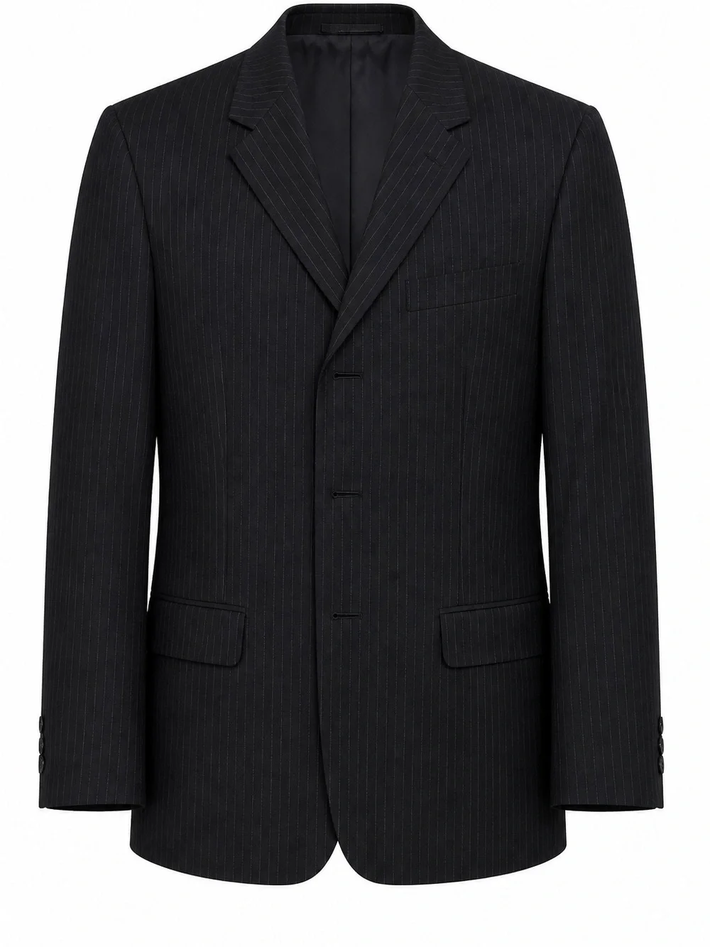 Perry Ellis Black Pinstripe Single-Breasted Suit Jacket